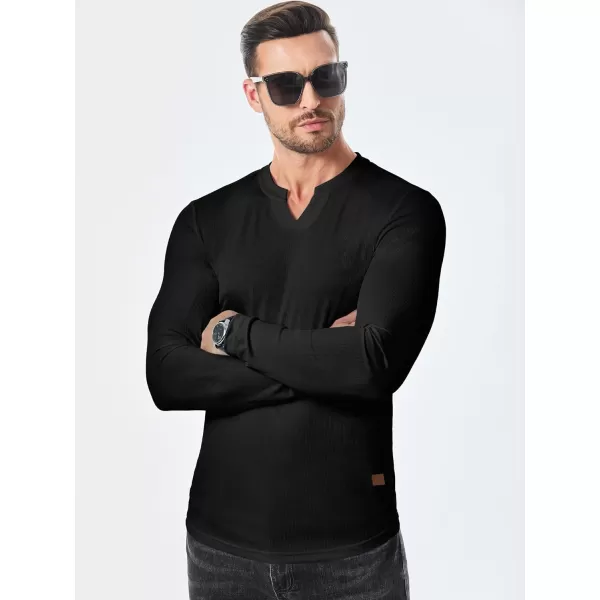 JMIERR Mens Long Sleeve Muscle T Shirts Casual V-Neck Longline Ribbed Tee Shirts