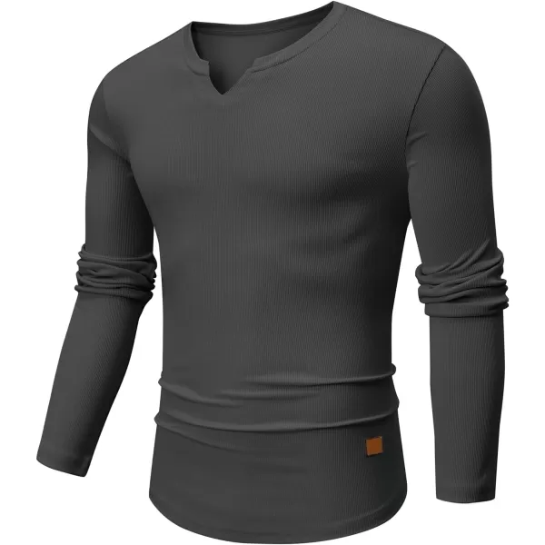 JMIERR Mens Long Sleeve Muscle T Shirts Casual V-Neck Longline Ribbed Tee Shirts