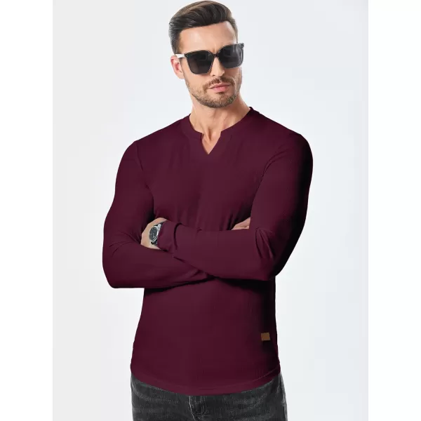 JMIERR Mens Long Sleeve Muscle T Shirts Casual V-Neck Longline Ribbed Tee Shirts