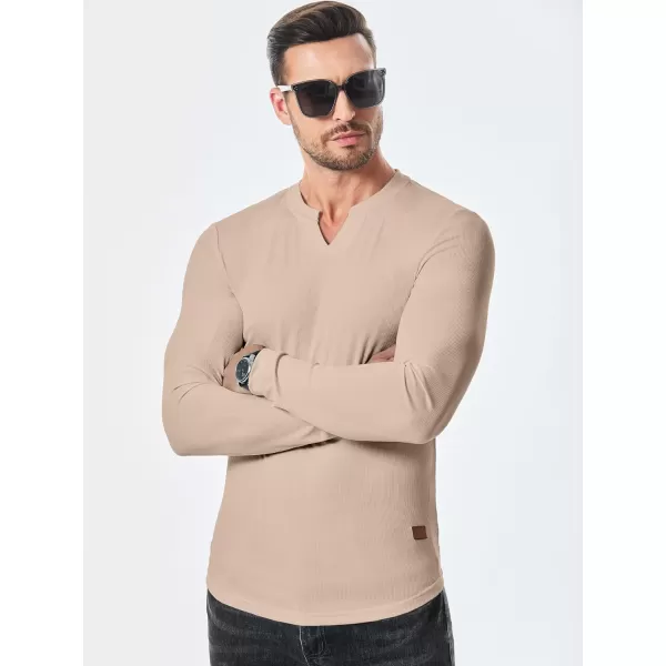 JMIERR Mens Long Sleeve Muscle T Shirts Casual V-Neck Longline Ribbed Tee Shirts