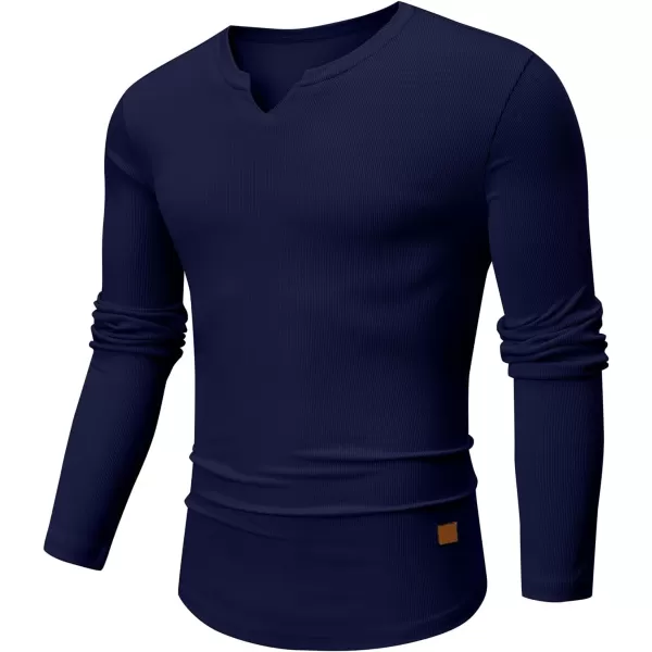 JMIERR Mens Long Sleeve Muscle T Shirts Casual V-Neck Longline Ribbed Tee Shirts