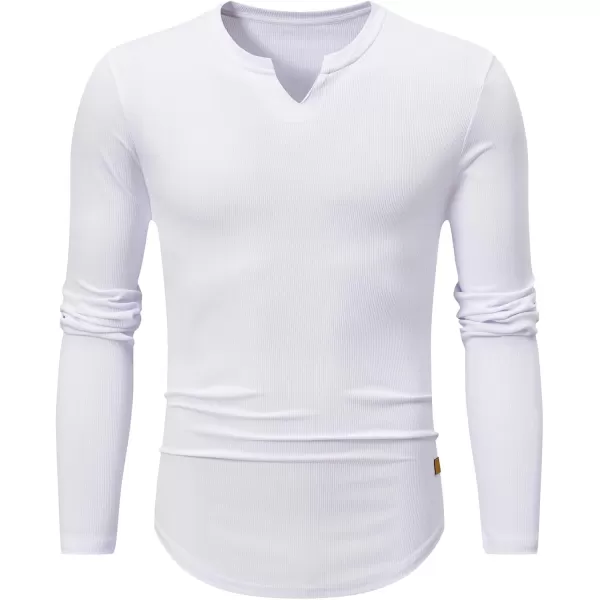JMIERR Mens Long Sleeve Muscle T Shirts Casual V-Neck Longline Ribbed Tee Shirts