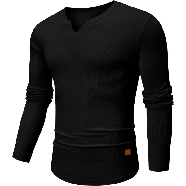 JMIERR Mens Long Sleeve Muscle T Shirts Casual V-Neck Longline Ribbed Tee Shirts