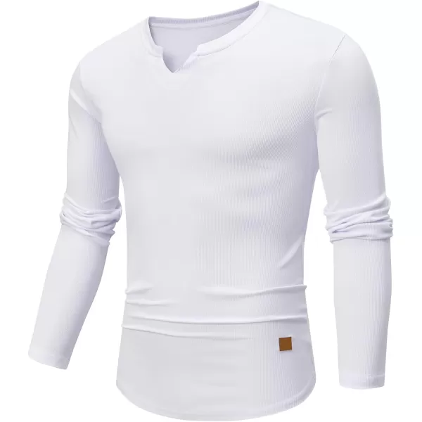 JMIERR Mens Long Sleeve Muscle T Shirts Casual V-Neck Longline Ribbed Tee Shirts