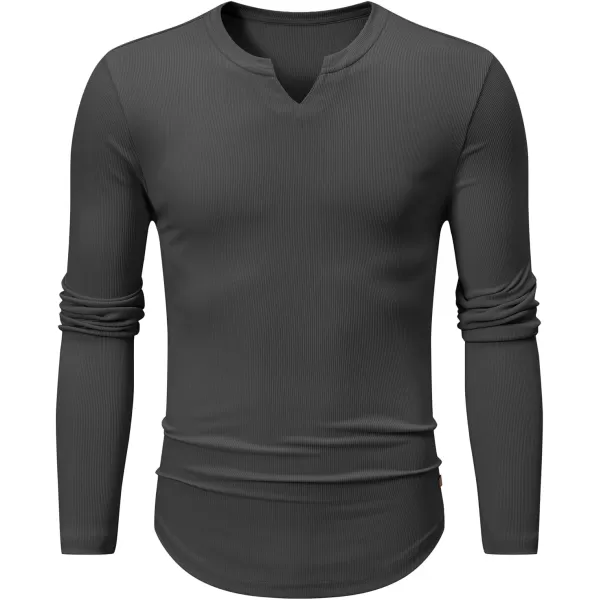 JMIERR Mens Long Sleeve Muscle T Shirts Casual V-Neck Longline Ribbed Tee Shirts