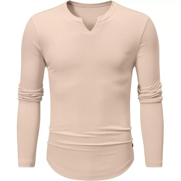 JMIERR Mens Long Sleeve Muscle T Shirts Casual V-Neck Longline Ribbed Tee Shirts