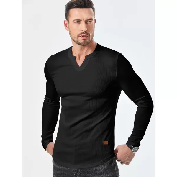 JMIERR Mens Long Sleeve Muscle T Shirts Casual V-Neck Longline Ribbed Tee Shirts