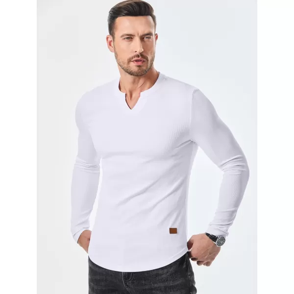 JMIERR Mens Long Sleeve Muscle T Shirts Casual V-Neck Longline Ribbed Tee Shirts