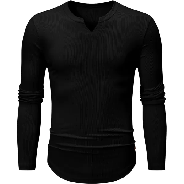 JMIERR Mens Long Sleeve Muscle T Shirts Casual V-Neck Longline Ribbed Tee Shirts