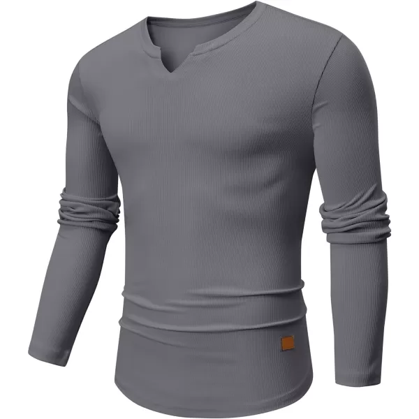 JMIERR Mens Long Sleeve Muscle T Shirts Casual V-Neck Longline Ribbed Tee Shirts