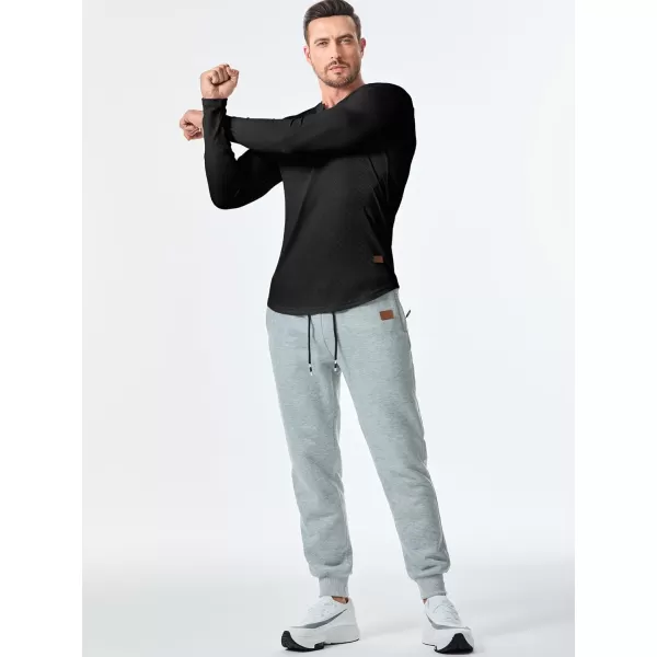 JMIERR Mens Long Sleeve Muscle T Shirts Casual V-Neck Longline Ribbed Tee Shirts