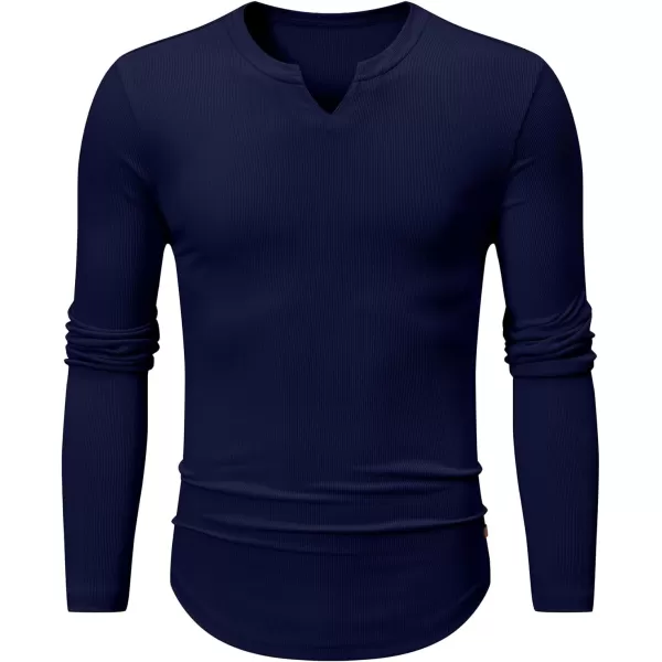 JMIERR Mens Long Sleeve Muscle T Shirts Casual V-Neck Longline Ribbed Tee Shirts