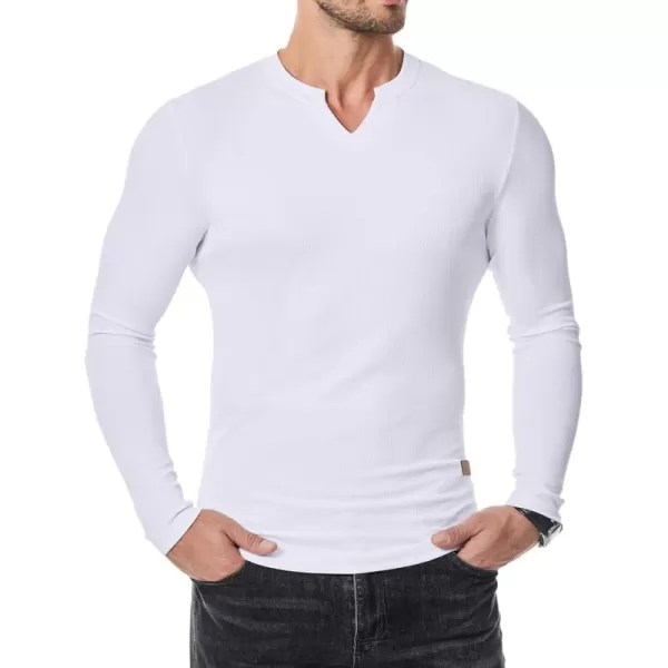 JMIERR Mens Long Sleeve Muscle T Shirts Casual V-Neck Longline Ribbed Tee Shirts