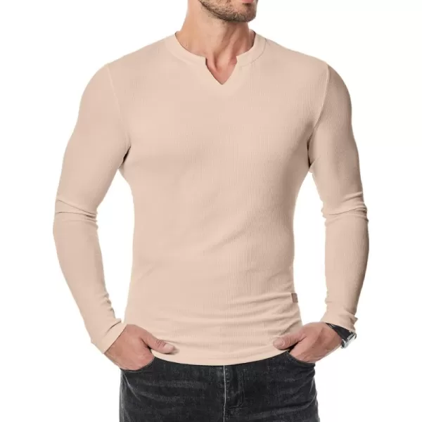 JMIERR Mens Long Sleeve Muscle T Shirts Casual V-Neck Longline Ribbed Tee Shirts