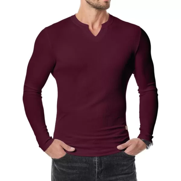 JMIERR Mens Long Sleeve Muscle T Shirts Casual V-Neck Longline Ribbed Tee Shirts
