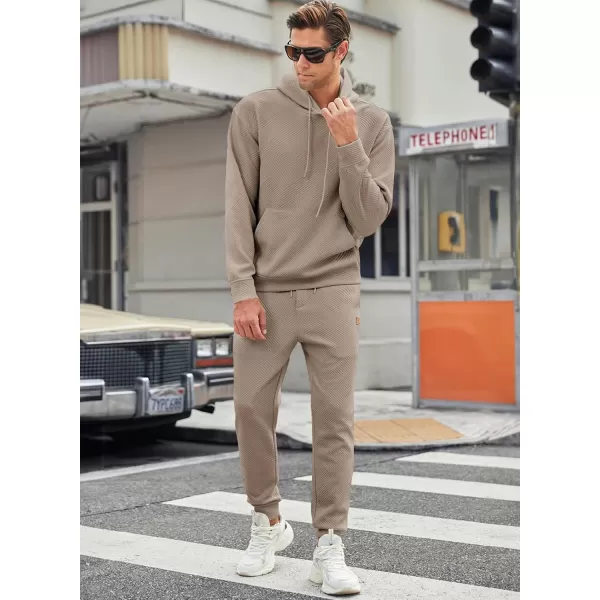 JMIERR Mens 2 Piece Jacquard Sweatsuit Outfits Hoodie Sweatshirt &amp; Joggers Sweatpants Set Tracksuit