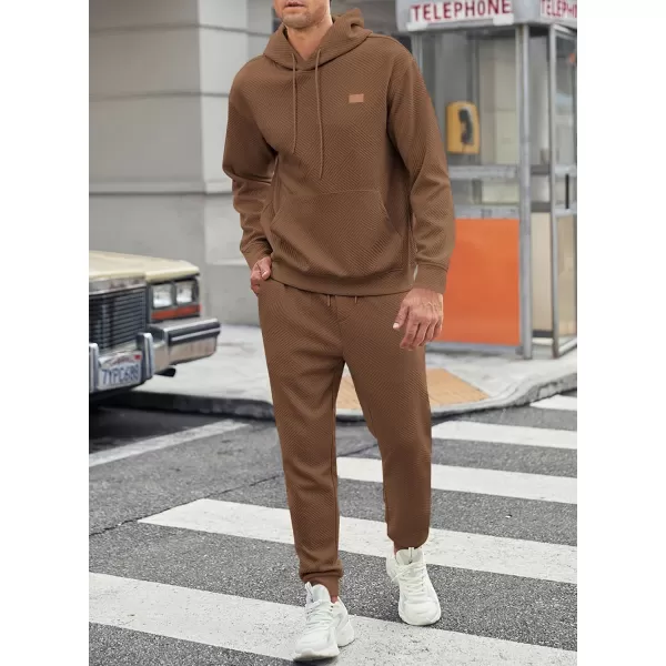JMIERR Mens 2 Piece Jacquard Sweatsuit Outfits Hoodie Sweatshirt &amp; Joggers Sweatpants Set Tracksuit