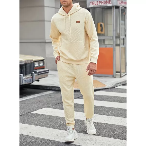 JMIERR Mens 2 Piece Jacquard Sweatsuit Outfits Hoodie Sweatshirt &amp; Joggers Sweatpants Set Tracksuit