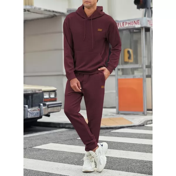 JMIERR Mens 2 Piece Jacquard Sweatsuit Outfits Hoodie Sweatshirt &amp; Joggers Sweatpants Set Tracksuit