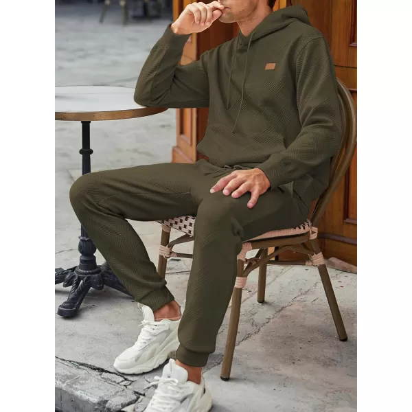 JMIERR Mens 2 Piece Jacquard Sweatsuit Outfits Hoodie Sweatshirt &amp; Joggers Sweatpants Set Tracksuit