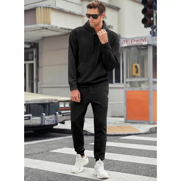JMIERR Mens 2 Piece Jacquard Sweatsuit Outfits Hoodie Sweatshirt &amp; Joggers Sweatpants Set Tracksuit