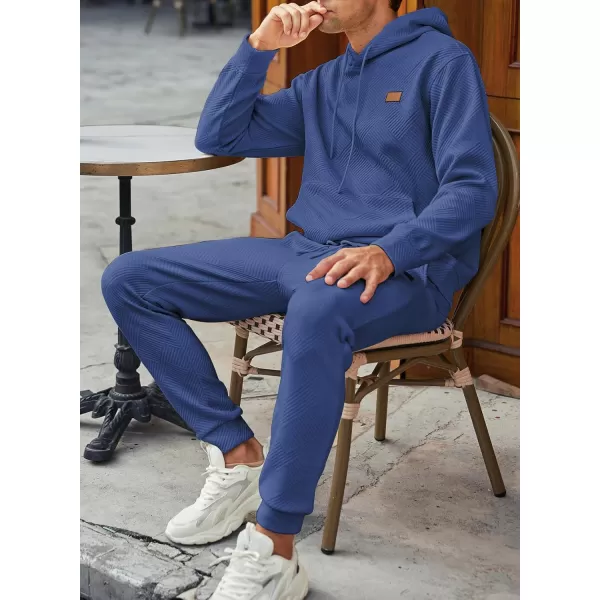 JMIERR Mens 2 Piece Jacquard Sweatsuit Outfits Hoodie Sweatshirt &amp; Joggers Sweatpants Set Tracksuit