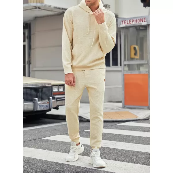 JMIERR Mens 2 Piece Jacquard Sweatsuit Outfits Hoodie Sweatshirt &amp; Joggers Sweatpants Set Tracksuit