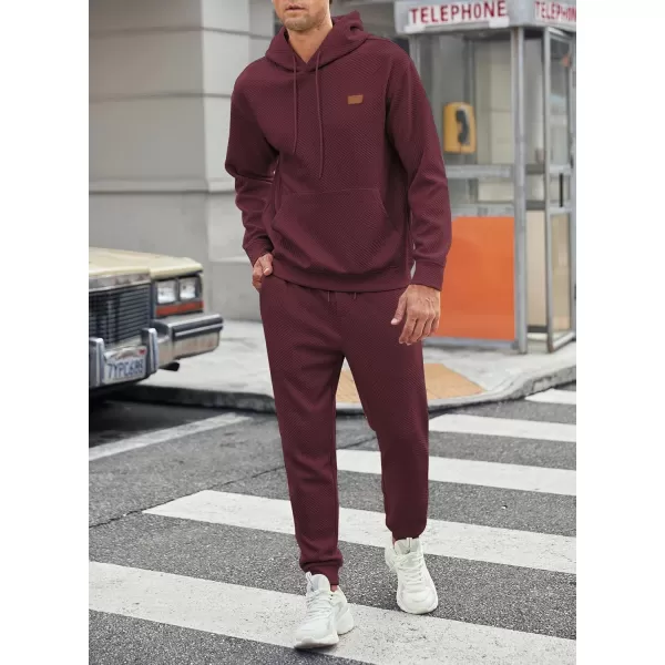 JMIERR Mens 2 Piece Jacquard Sweatsuit Outfits Hoodie Sweatshirt &amp; Joggers Sweatpants Set Tracksuit