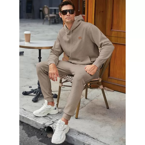 JMIERR Mens 2 Piece Jacquard Sweatsuit Outfits Hoodie Sweatshirt &amp; Joggers Sweatpants Set Tracksuit