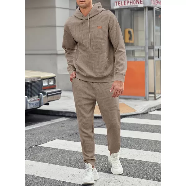 JMIERR Mens 2 Piece Jacquard Sweatsuit Outfits Hoodie Sweatshirt &amp; Joggers Sweatpants Set Tracksuit