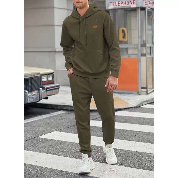 JMIERR Mens 2 Piece Jacquard Sweatsuit Outfits Hoodie Sweatshirt &amp; Joggers Sweatpants Set Tracksuit