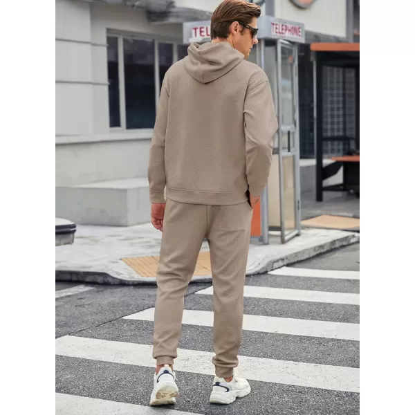 JMIERR Mens 2 Piece Jacquard Sweatsuit Outfits Hoodie Sweatshirt &amp; Joggers Sweatpants Set Tracksuit