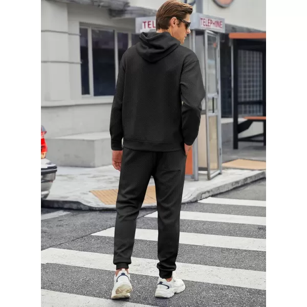 JMIERR Mens 2 Piece Jacquard Sweatsuit Outfits Hoodie Sweatshirt &amp; Joggers Sweatpants Set Tracksuit