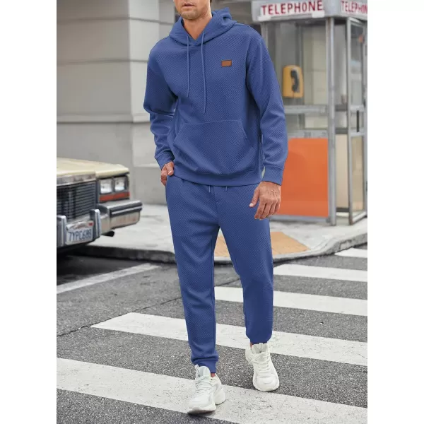 JMIERR Mens 2 Piece Jacquard Sweatsuit Outfits Hoodie Sweatshirt &amp; Joggers Sweatpants Set Tracksuit