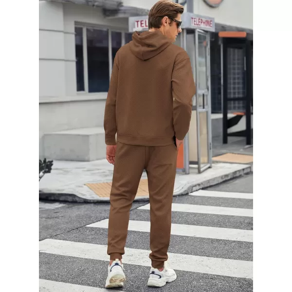 JMIERR Mens 2 Piece Jacquard Sweatsuit Outfits Hoodie Sweatshirt &amp; Joggers Sweatpants Set Tracksuit