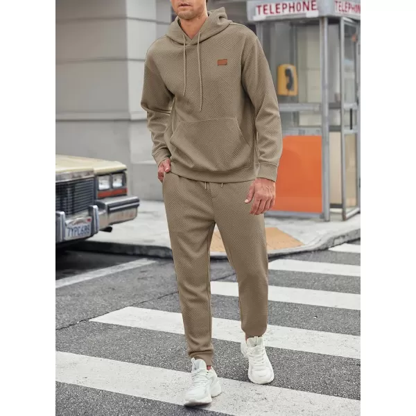 JMIERR Mens 2 Piece Jacquard Sweatsuit Outfits Hoodie Sweatshirt &amp; Joggers Sweatpants Set Tracksuit