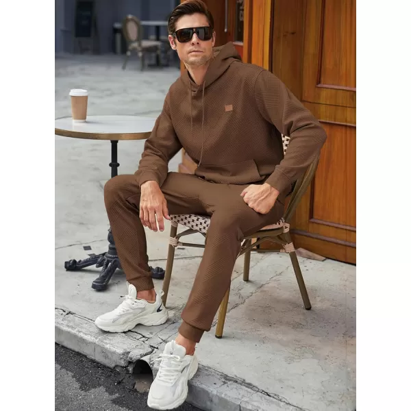 JMIERR Mens 2 Piece Jacquard Sweatsuit Outfits Hoodie Sweatshirt &amp; Joggers Sweatpants Set Tracksuit
