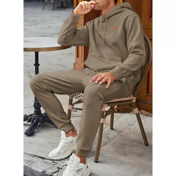 JMIERR Mens 2 Piece Jacquard Sweatsuit Outfits Hoodie Sweatshirt &amp; Joggers Sweatpants Set Tracksuit