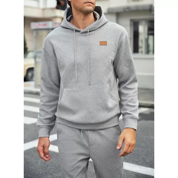 JMIERR Mens 2 Piece Jacquard Sweatsuit Outfits Hoodie Sweatshirt &amp; Joggers Sweatpants Set Tracksuit