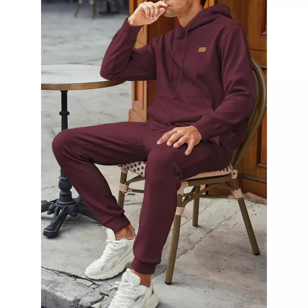 JMIERR Mens 2 Piece Jacquard Sweatsuit Outfits Hoodie Sweatshirt &amp; Joggers Sweatpants Set Tracksuit