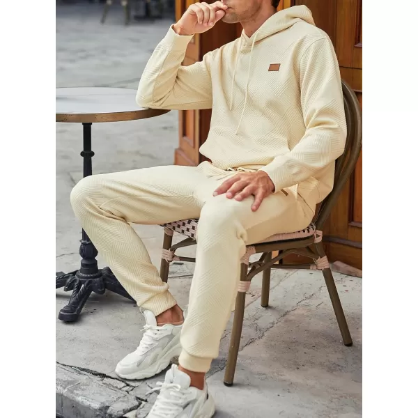 JMIERR Mens 2 Piece Jacquard Sweatsuit Outfits Hoodie Sweatshirt &amp; Joggers Sweatpants Set Tracksuit