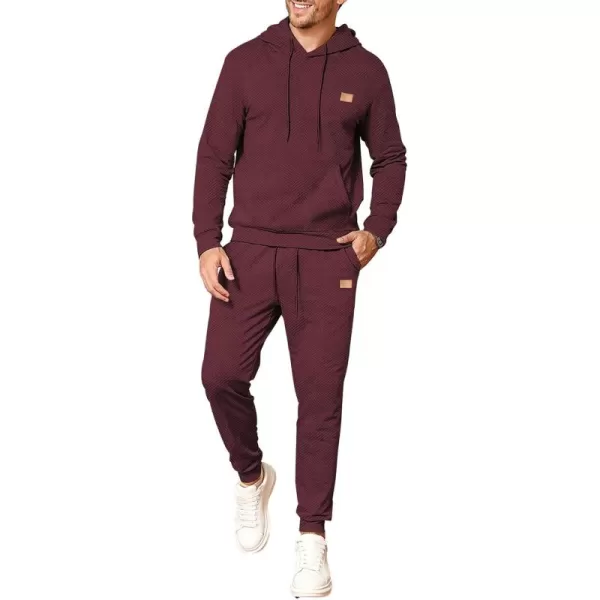 JMIERR Mens 2 Piece Jacquard Sweatsuit Outfits Hoodie Sweatshirt &amp; Joggers Sweatpants Set Tracksuit