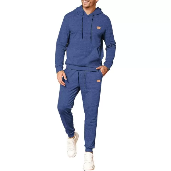 JMIERR Mens 2 Piece Jacquard Sweatsuit Outfits Hoodie Sweatshirt &amp; Joggers Sweatpants Set Tracksuit
