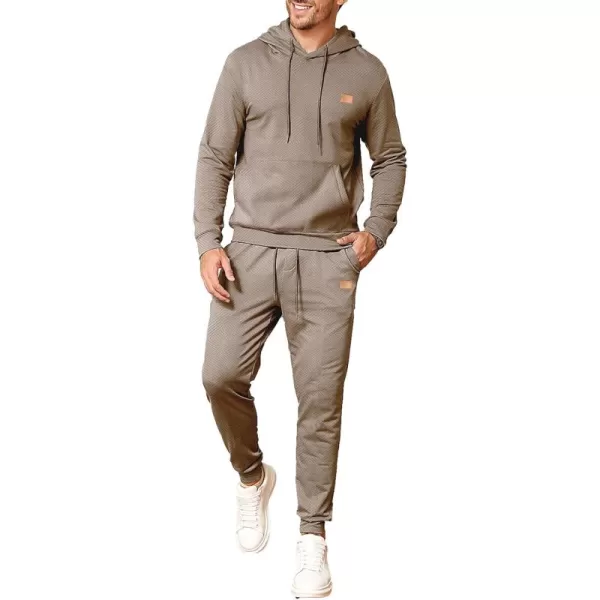 JMIERR Mens 2 Piece Jacquard Sweatsuit Outfits Hoodie Sweatshirt &amp; Joggers Sweatpants Set Tracksuit