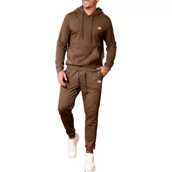 JMIERR Mens 2 Piece Jacquard Sweatsuit Outfits Hoodie Sweatshirt &amp; Joggers Sweatpants Set Tracksuit