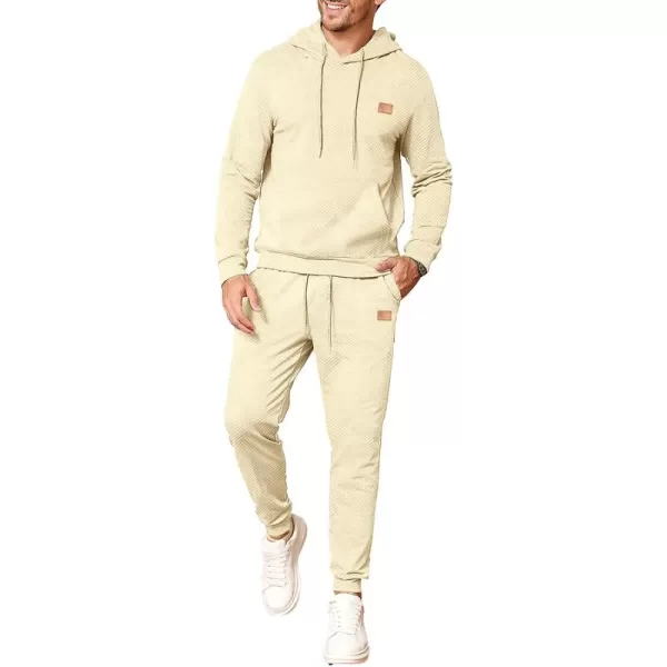 JMIERR Mens 2 Piece Jacquard Sweatsuit Outfits Hoodie Sweatshirt &amp; Joggers Sweatpants Set Tracksuit