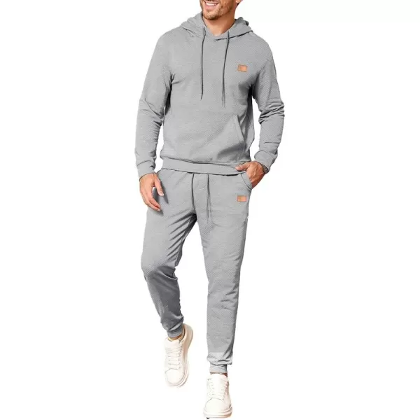 JMIERR Mens 2 Piece Jacquard Sweatsuit Outfits Hoodie Sweatshirt &amp; Joggers Sweatpants Set Tracksuit