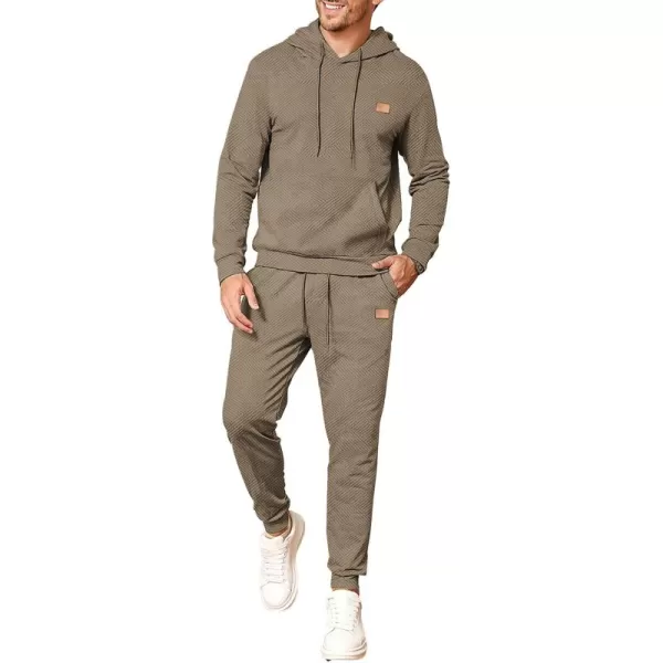JMIERR Mens 2 Piece Jacquard Sweatsuit Outfits Hoodie Sweatshirt &amp; Joggers Sweatpants Set Tracksuit