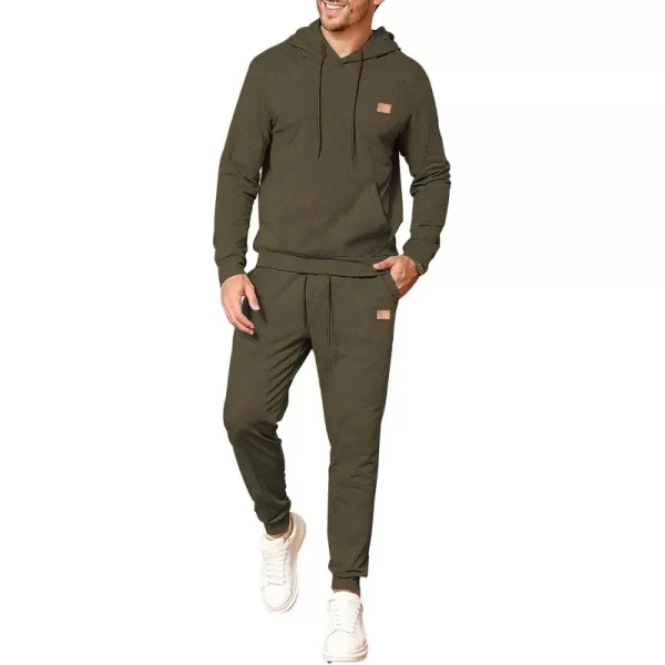 JMIERR Mens 2 Piece Jacquard Sweatsuit Outfits Hoodie Sweatshirt &amp; Joggers Sweatpants Set Tracksuit