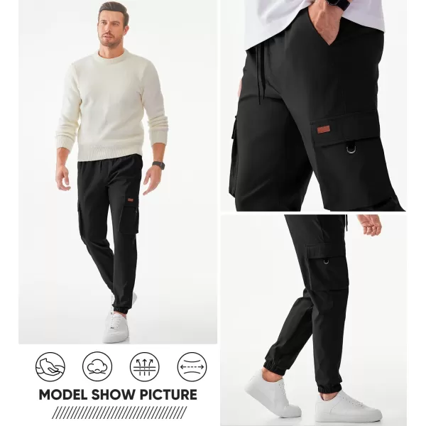 JMIERR Mens Cargo Pants Casual Lightweight Elastic Waist Drawstring Tapered Pant with Pockets
